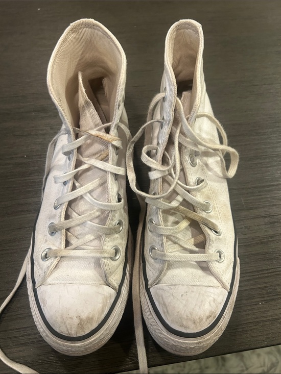 Converse Shoes - Converse High-Top Sneakers in Off-White with Black Trim